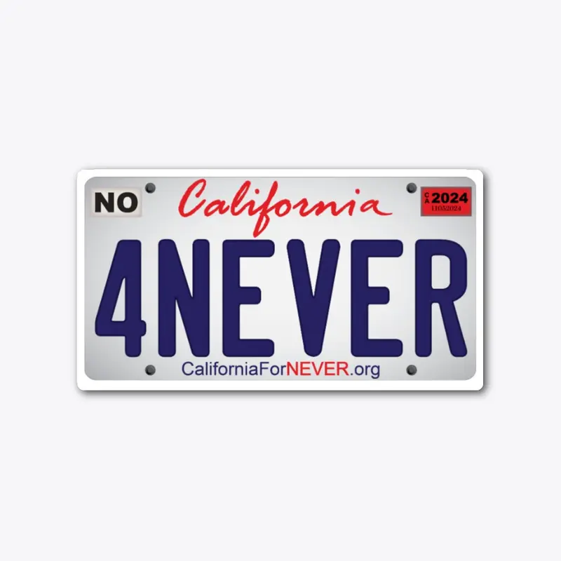 CaliforniaForNEVER License Plate Sticker